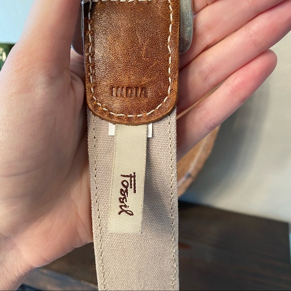 Fossil Vintage Y2k Patchwork Leather Suede Belt - Picture 3 of 4